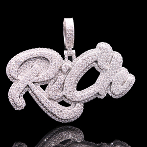 จี้เพชร CZ สไตล์ฮิปฮอป ทำจากสแตนเลสสตีลเคลือบเงิน สำหรับทุกเพศ - Product Image 1
