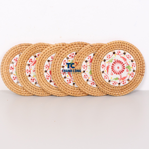 Sous-verres en rotin fabriqués au Vietnam respectueux de l'environnement Enduiseurs en rotin faits à la main Décoration de table Décoration intérieure Rotin fait à la main - Product Image 2