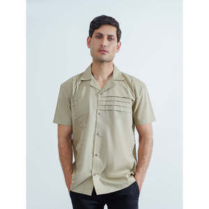 Chemise décontractée à manches courtes DELARA pour homme, logo personnalisé, coupe ample, tissu popeline tissé 100% coton, anti-plis, mode automne - Product Image 2