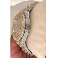 Montre automatique sertie de diamants de culture, mouvement mécanique ETA, chronographe, 41 mm, unisexe, luxe, acier inoxydable, verre personnalisé