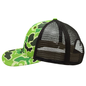 Casquette Trucker en Toile Camouflage Vert/Noir, 6 Panneaux Structurés, Réglable avec Boucle Simple en Plastique, Unisexe Adulte, Vente en Gros - Product Image 2