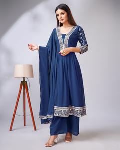 Faux Georgette Sequence Work Kurti Plazzo Vêtements indiens et pakistanais par Fab Zone - Product Image 3