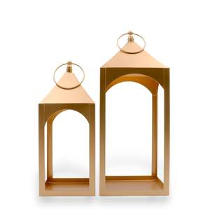 Linternas de hierro de metal recubiertas de oro para el hogar, boda, Navidad, iluminación de mesa, decoración, velas colgantes, linternas - Product Image 4