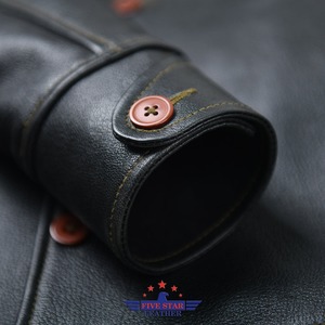 Veste demi-ceinture en cuir de chèvre noir FiveStar de qualité supérieure pour hommes, style vintage, coupe classique, cuir véritable, veste de travail rétro - Product Image 3