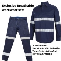 Pantalones DE TRABAJO DE LICRA de algodón para hombre, ropa plana recta reflectante transpirable de alto brillo, seguridad y comodidad con UPF 50 +