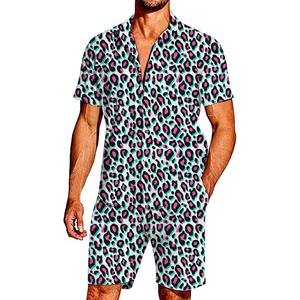 Venta al por mayor de moda de los hombres de doble conjunto de playa de dos piezas de verano a juego camisa y pantalones cortos conjunto para vacaciones, viajes y fiesta en la piscina - Product Image 5