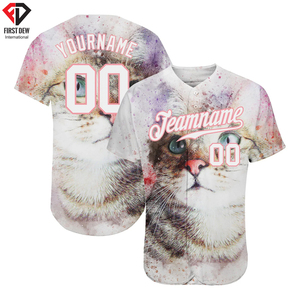 Maillot de Baseball pour hommes, motif 3D, rose, blanc, Tropical, à rayures, meilleure couture, nouvelle mode élégante, sur mesure, 100% Polyester - Product Image 4