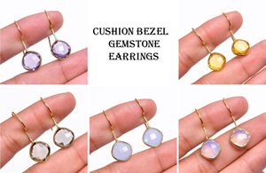 Handmade Cushion Gemstone <b>Earrings</b> Jewelry 925 <b>Silver</b> <b>Drop</b> <b>Earrings</b> 8 MM Ear Wire <b>Earrings</b> for Women Bulk - Pyramid - Product Image 3