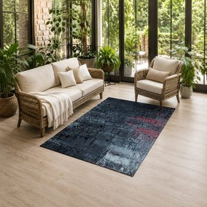 Tapis de salon en chenille antidérapant, motif bleu marine imprimé numériquement, lavable en machine, vente en gros RUGS DEPOT LXDP-0856 - Product Image 6