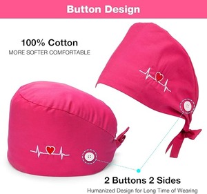 Gorro de enfermera de quirófano de Color sólido, botón a prueba de polvo de Estomatología UCI para mujer, diadema, gorro quirúrgico para quirófano - Product Image 3