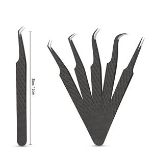 Titanio negro 90 grados 7mm agarre de diamante pinzas de extensión de pestañas de acero inoxidable herramienta de alta belleza con etiqueta privada - Product Image 4