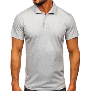 100% algodón Jersey gris para hombre suave manga corta Polo transpirable - Product Image 1