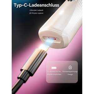 Depiladora Eléctrica Multifuncional Recargable por USB-C para Mujer, con Doble Cuchilla, para Depilación en Húmedo/Seco de Brazos, Piernas y Línea del Bikini, con Bolsa de Almacenamiento - Product Image 4