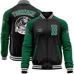 Personalizado negro Kelly verde-blanco bombardero Varsity Letterman dos tonos cremallera chaqueta cortavientos vintage hombres Varsity chaqueta - Product Image 1