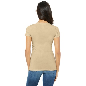 T-shirt Slim noir uni pour femmes, 52% Airlume, en coton peigné et filé à l'anneau, 48% poly, col ras du cou, manches courtes, blanc - Product Image 5