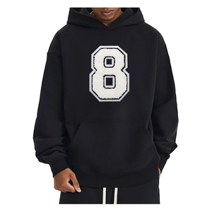 OEM ODM High Quality <b>Men's</b> Hoodie 400GSM Vintage Basics Cotton Blend Chenille Embroidery Digital Printed - Product Image 5