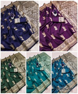 DISEÑADOR LICHI SEDA BANARASI SAREE CON BLUSA DESCOSADA ROPA DE BODA PRECIO AL POR MAYOR ROPA ÉTNICA BANARASHI SAREE INDIO - Product Image 1