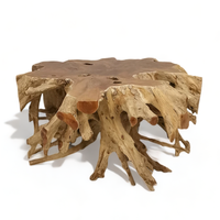 Table basse moderne et ajustable en teck massif récupéré, faite à la main, pour salon