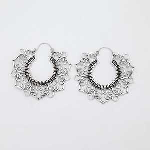 Populares Pendientes de Aro Boho Mandala Novedad 2026, Pendientes Boho de Latón para Mujer, Chapados en Plata, Filigrana Tribal, Loto Boho, Venta al por Mayor/OEM/ODM - Product Image 2