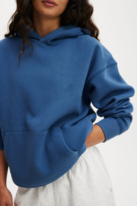 Nueva llegada sudaderas con capucha de gran tamaño para mujer sólido hombro 100% Material de algodón ropa informal ligera logotipo personalizado - Product Image 2