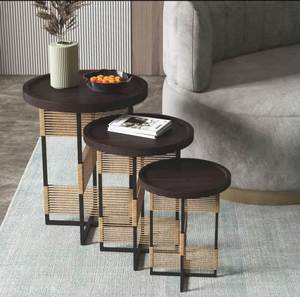 โต๊ะกาแฟทรงกลมทำจากไม้ดีไซน์อาร์ตเดคโคคุณภาพระดับพรีเมียมแปลกใหม่และสร้างสรรค์ตกแต่งบ้านสำหรับโฮมออฟฟิศและสวนสำหรับเทศกาลดิวาลี - Product Image 1