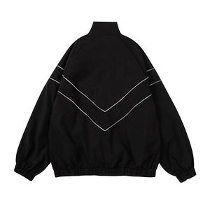 แจ็คเก็ตกันลมแบบมีซิป ดีไซน์เรโทร สไตล์แฟชั่นสตรีทแวร์ สำหรับผู้ชาย ไซส์พลัส  ตกแต่งแถบสะท้อนแสง  ดีไซน์บล็อกสี  สำหรับฤดูร้อน - Product Image 2
