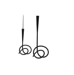 Modern <b>Black</b> Metal Loop Candle <b>Holder</b> Set Of 2 Iron Taper <b>Candlestick</b> <b>Holders</b> For Home Tabletop Decoration <b>Candlestick</b> <b>Holder</b> - Product Image 1