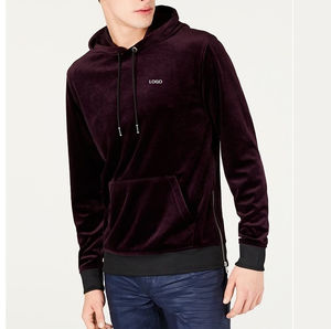 Winter Fall Blank 100% Cotton <b>Velour</b> Hoodies Thermal Pullover Sweatshirts Embroidery Logo Custom Hooded Velvet <b>Hoodie</b> for Men - Product Image 1