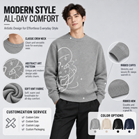 Pull personnalisé FNJIA avec logo pour homme, pull d'hiver, motif design, tricot en coton, manches longues, col rond, pull tricoté sur mesure
