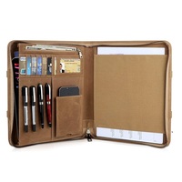 Excellent design portefeuille en cuir véritable pour hommes coussin juridique Padfolio presse-papiers dossier avec poignée étui de transport en PVC