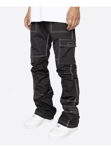 100% coton hommes pantalons décontractés taille élastique grande taille pantalon multi-poches Baggy Cargo pantalon hommes - Product Image 4