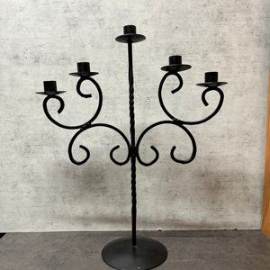 Candélabre en fer décoratif fantaisie noir fini pour la fête de mariage salon décorations intérieures candélabres de sol - Product Image 5