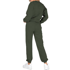 Luxury Fall Logo tracksuit 100% cotton Winter Sweatsuit Wholesale Women Latest Design High 2 Piece Plain Jogging Wear woman - Product Image 2