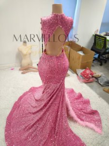 ชุดราตรีออกงานหรูหรา ดีไซน์เนอร์ MF  ตกแต่งขนนกสีส้ม คริสตัล  ทรงบอลกาวน์  งานปักเลื่อม  ยาว  เหมาะสำหรับงานพรอม  โรแมนติก  เซ็กซี่  สำหรับผู้หญิง - Product Image 4