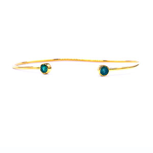 Daily Wear 925 Sterling Silver <b>Gold</b> <b>Plated</b> Classic Emerald Gemstone Latest Ladies Wear Cuff Bracelet <b>Bangle</b> - Product Image 2