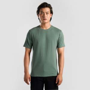 T-shirt basique GA 100% coton biologique vert uni coupe classique en jersey imprimé sérigraphié – Vêtements vierges - Product Image 1