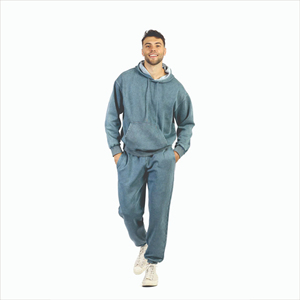 Ensemble de survêtement vintage léger et respirant pour homme, avec sweat à capuche et pantalon de jogging, effet délavé, 100 % polyester, personnalisable - Product Image 1