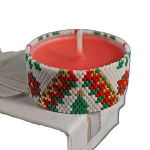 Bougeoirs chauffe-plat en perles de rocaille élégantes et broderie perlée avec design ethnique Bougeoir en perles de rocaille personnalisées pour bougies chauffe-plat - Product Image 4