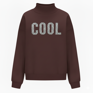 Mockneck Oversized Eco-Friendly Fleece Long Front Sweatshirt Casual Spring Winter Relaxed Pullover Street Fashion <b>Top</b> Daily Wear - Product Image 1