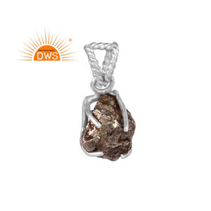 สร้อยคอจี้พลอยไพไรต์ธรรมชาติทำจากเงินสเตอร์ลิงแบบหยาบผลิตตามสั่ง - Product Image 1