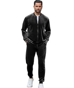 Mens Hooded Solid Tracksuit Side <b>Pockets</b> Full <b>Zip</b> <b>Hoodie</b> Sweatsuit 2 Pieces Running Jogging Sports Casual 100% Cotton Windproof - Product Image 1