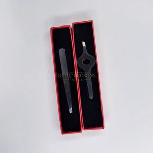 Pinzas para Cejas de Acero Inoxidable Negro de Alta Calidad GETUP BROSONS IMPEX, Punta Inclinada, Logotipo Personalizado, Duraderas, Ligeras y Precisas - Product Image 2