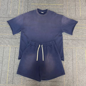 Ensembles shorts en coton décontractés pour hommes T-shirt à manches courtes Ensemble de survêtement uni Vêtements de marque pour hommes Ensembles 2 pièces - Product Image 4