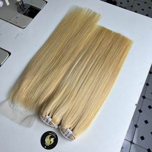 Pelo virgen vietnamita crudo de un solo donante alineado directo de fábrica al por mayor-613 color hueso recto sin pelo corto - Product Image 1