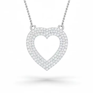 Collier en diamant en forme de cœur élégant de haute qualité avec chaîne pour femmes, adapté aux fiançailles, aux célébrations, aux tenues de soirée, aux anniversaires - Product Image 1