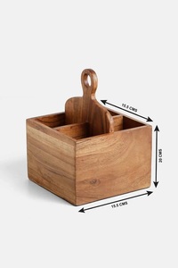 Best Selling Optimum Quality Burnt <b>Wooden</b> <b>Caddy</b> Holder Brown Color Bulk Sale Handmade <b>Wooden</b> Cutlery Holder for Wholesale Buyers - Product Image 4