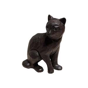 Intagliato a mano in legno gatto scultura gattino statua per la decorazione della casa per la camera da letto o soggiorno - Product Image 2