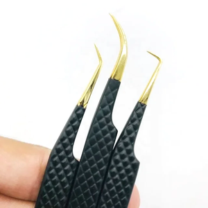 Pinces à cils professionnelles de haute qualité, extensions de cils, logo personnalisé, pointe dorée, outils de beauté durables, pinces en acier inoxydable - Product Image 5