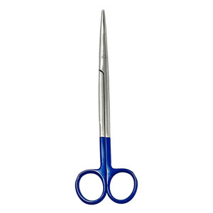 Ciseaux de dissection vétérinaires Metzenbaum Premium 2026, 7 pouces, lames droites et courbées bleues, instrument manuel à bout arrondi - Product Image 1
