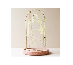 Lady Sculpture Home Organisation Comptoir Métal Or Et Bois Colliers Boucles D'oreilles Bracelets Bijoux Rack Holder Stand - Product Image 1
